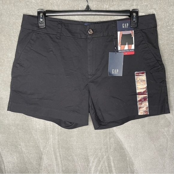 Gap Relaxed Girlfriend Twill Black Shorts 3% Stretch has Pockets Size 14 NWT - Picture 1 of 7